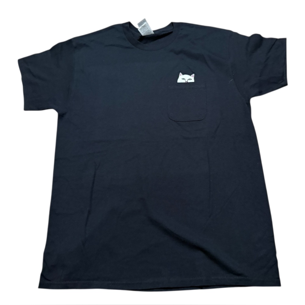 Ripndip Lord Nermal short sleeve pocket tee cat‎ graphic shirt black size large